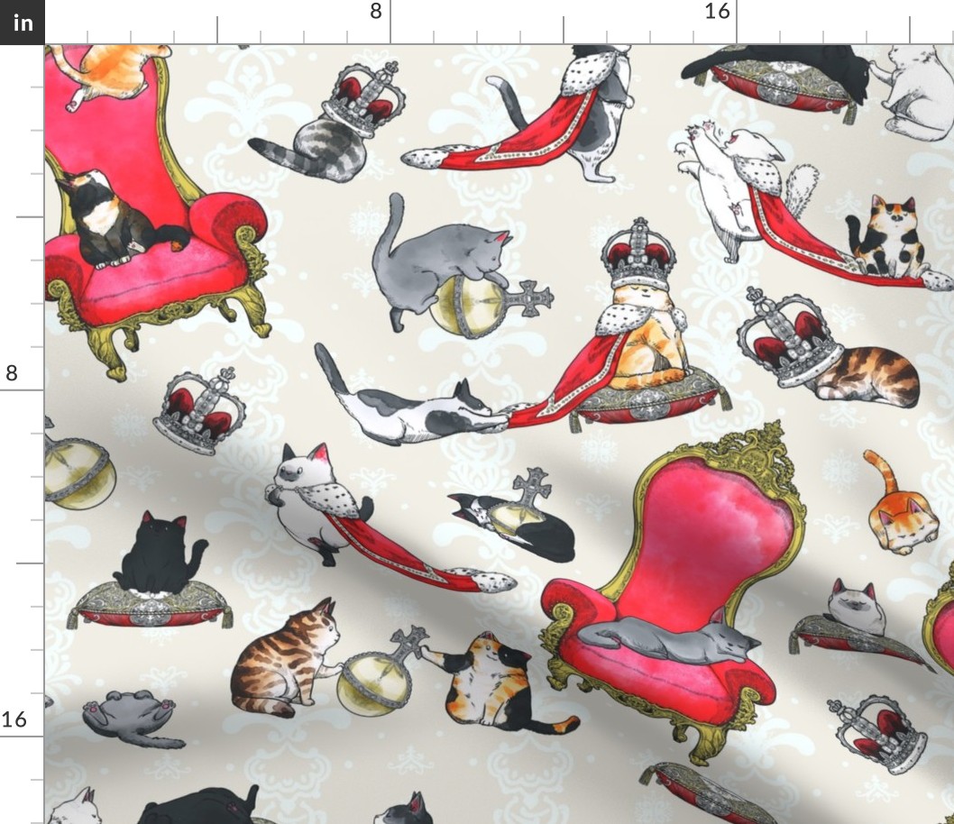 Royal Cats Tableau pattern cream background