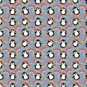 Baby penguins with rainbow and stars gender neutral (small)