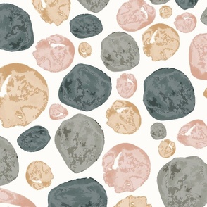 Soft Pink and Gray Pebbles Watercolor Fabric