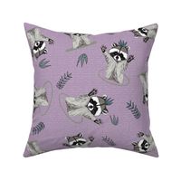 (M) Jolly Playful Raccoons Light Purple