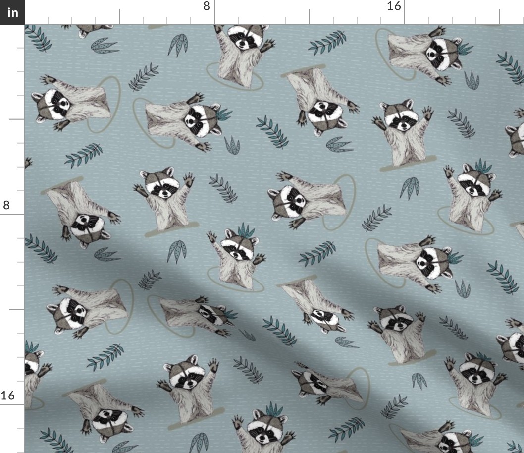 (S) Jolly Playful Raccoons in Grey