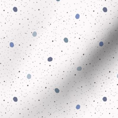 Paint Splatter Spray and navy, aqua and grey blue dots  (Medium)