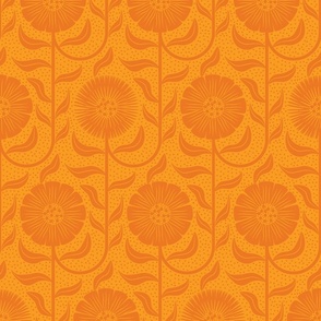 Vintage Flowers Monochrome Orange Light 