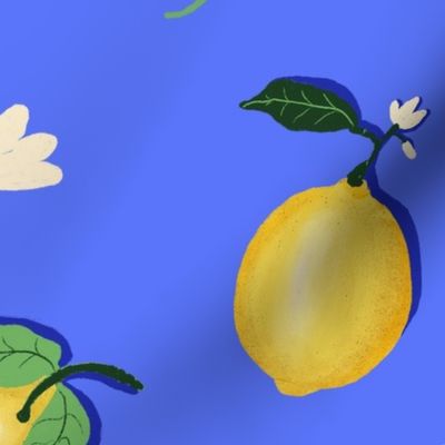 Yellow Lemons on Blue 