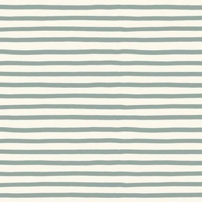 sage green stripes on cream - painted stripes - elegant hand drawn stripes