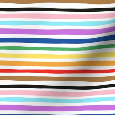 Traditional lgbtq+ rainbow stripes pride flag design on white 
