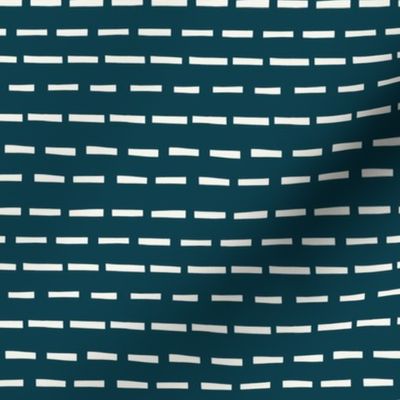 blocky horizontal lines - cream stitches on dark blue grey