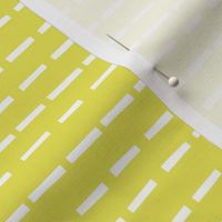 blocky horizontal lines - white stitches on bright lemon yellow