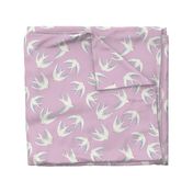 Flying Birds on Lilac Pink, Large Scale 