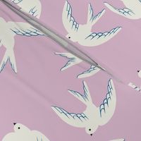 Flying Birds on Lilac Pink, Large Scale 