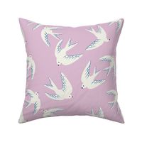 Flying Birds on Lilac Pink, Large Scale 