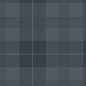 Muted Plaid in Shades of Charcoal Gray and Cyan 