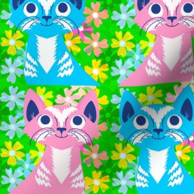 10k flower cats quad pink blue