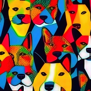 dogs faces pop art style XL