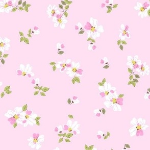 Delicate floating flowers pink ground