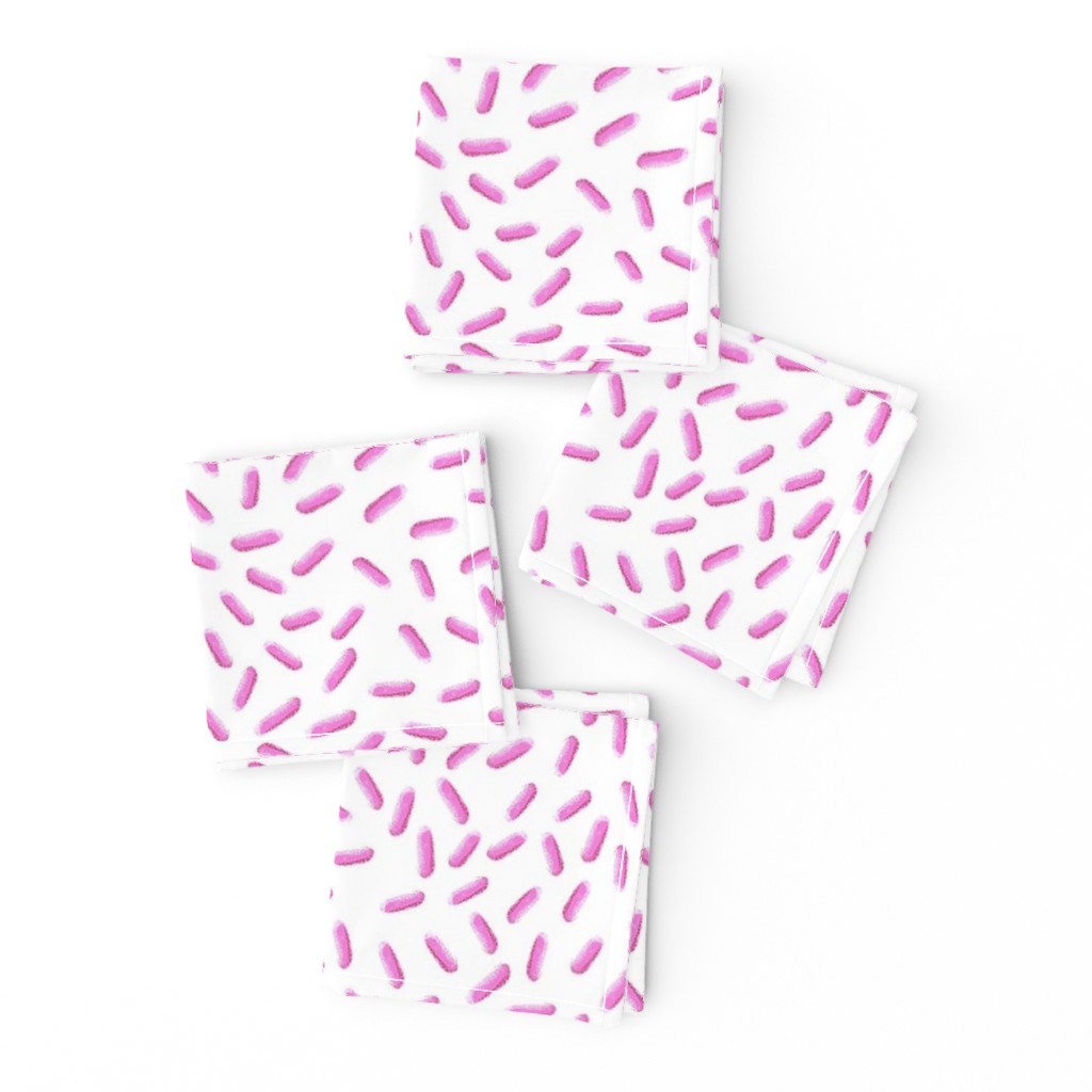 Pink Sprinkles Bliss: Hand Drawn Tossed Sweets //  On White