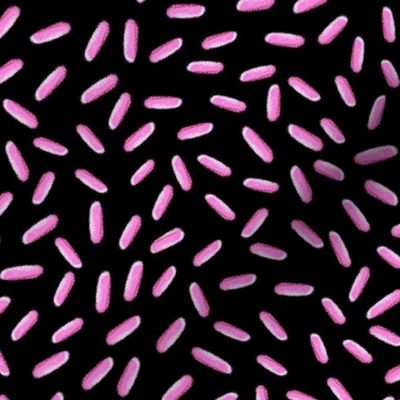 Pink Sprinkles Bliss: Hand Drawn Tossed Sweets //  On Midnight Black