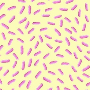 Pink Sprinkles Bliss: Hand Drawn Tossed Sweets //  Buttery Light Lemon Yellow