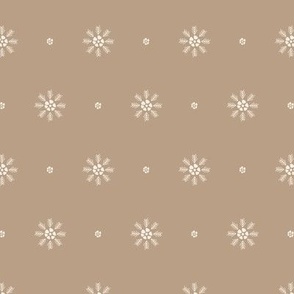 Sea flowers (M) polka dots in beige on pastel honey brown background