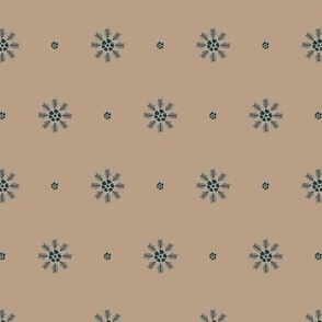 Sea flowers (M) polka dots in dark blue on pastel honey brown background