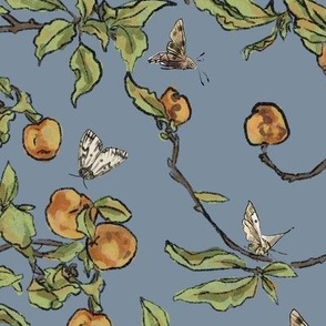 crabapples and moths in blue