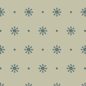 Sea flowers (M) polka dots in blue on pastel olive green background