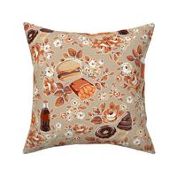 Fun Fast Food Floral - autumn fall neutrals 