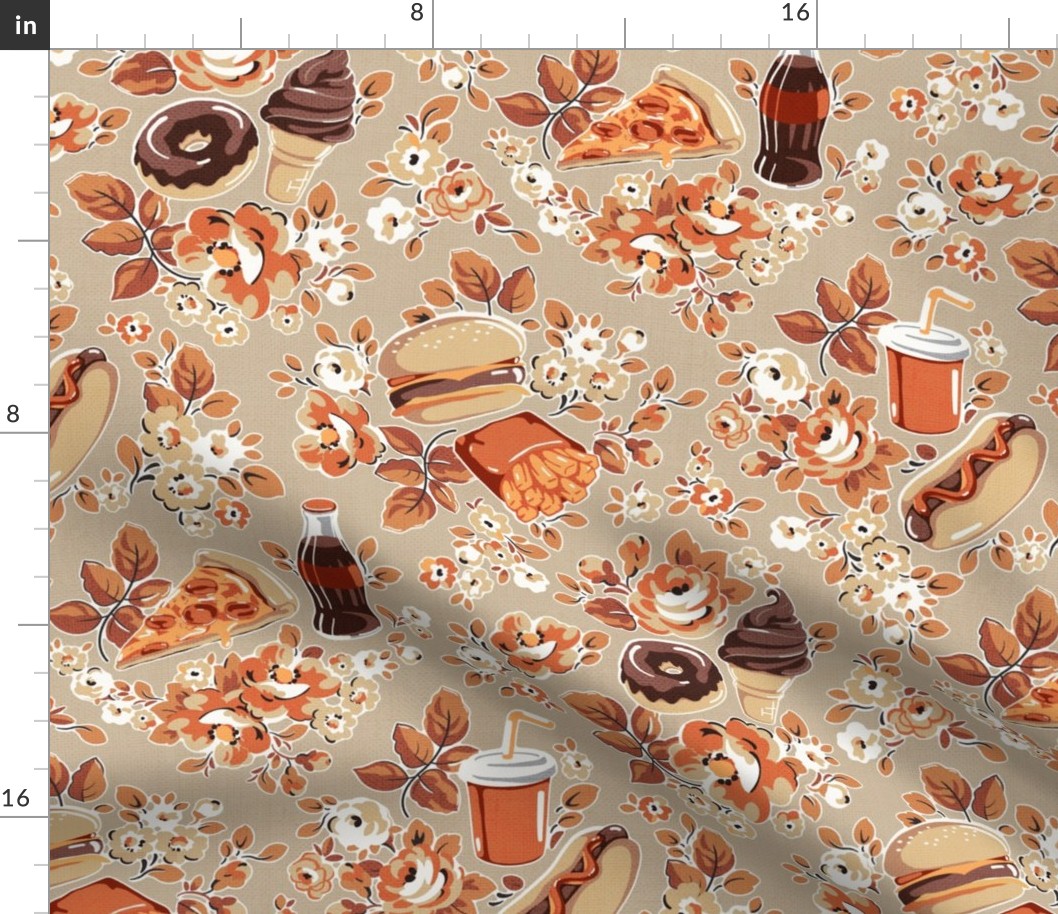 Fun Fast Food Floral - autumn fall neutrals 