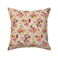 Fun Fast Food Floral - green and pink, small 