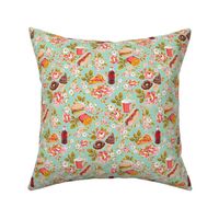 Fun Fast Food Floral - coral pink and mint, small 