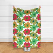 Retro Flowers | Red and Green | Hibiscus