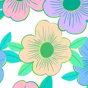 Retro Flowers | Spring Pastels | Hibiscus
