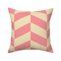 Retro-vintage-medium-pink-and-vintage-1950s-soft-pastel-light-ivoy-beige-chevron-zigzag-XL-jumbo