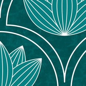 Water Lilies Art Deco_Bg Teal_Metallic Wpp_100Size