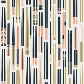 Geometric Sushi Chopsticks Design | Mod Abstract Patterns | Cream