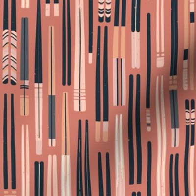 Geometric Sushi Chopsticks Design | Mod Abstract Patterns | Terracotta