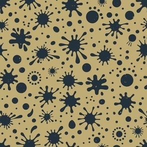 Abstract Bloobs: Modern Spatters Mustard yellow & Navy Design  | Sushi Soiree Collection
