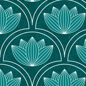 Water Lilies Art Deco_Bg Teal_Metallic Wpp_50Size