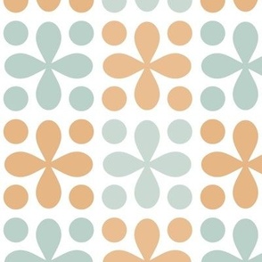 Blue and orange mosaic floral pattern