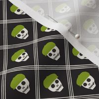 (small scale) Skeleton Golfer - Plaid - Dark lime green/black - LAD24