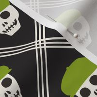 Skeleton Golfer - Plaid - Dark lime green/black - LAD24