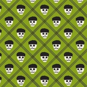 (small scale) Skeleton Golfer - Plaid - Dark lime green - LAD24