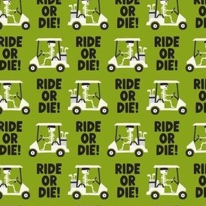 (small scale) Ride or Die! Skeleton Golfer Golf Carts - Dark lime green - LAD24