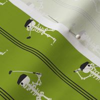 (small scale) Skeleton Golfers - Vertical Stripes - Dark lime green - LAD24