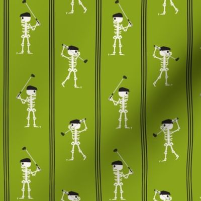 (small scale) Skeleton Golfers - Vertical Stripes - Dark lime green - LAD24