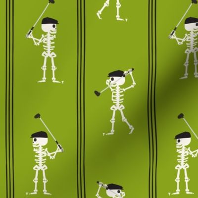 Skeleton Golfers - Vertical Stripes - Dark lime green - LAD24