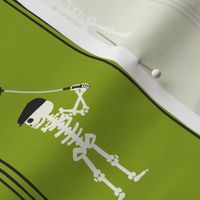 Skeleton Golfers - Vertical Stripes - Dark lime green - LAD24
