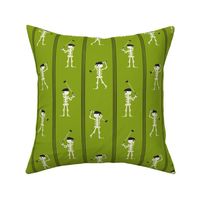 Skeleton Golfers - Vertical Stripes - Dark lime green - LAD24