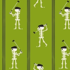 Skeleton Golfers - Vertical Stripes - Dark lime green - LAD24