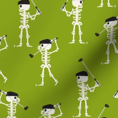 Skeleton Golfers - dark lime green - LAD24